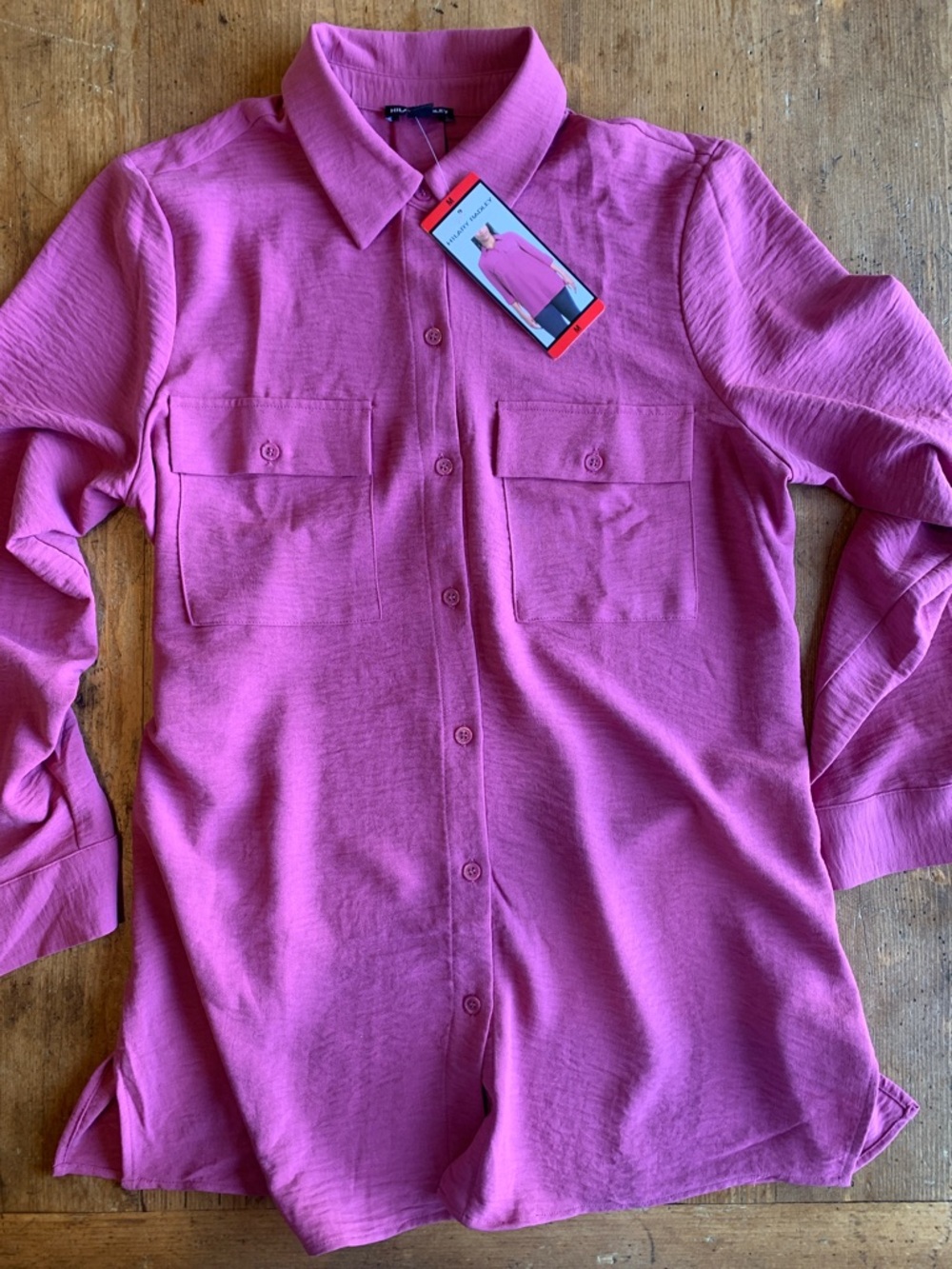 Hilary Radley Dark Pink Button-Up Shirt